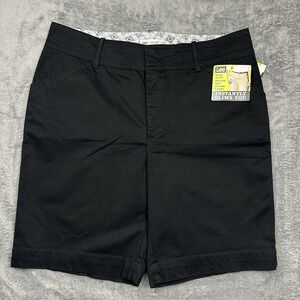 Lee Natural Fit Bermuda Shorts Women's Size 14P 34W Petite Black‎ Cotton NWT